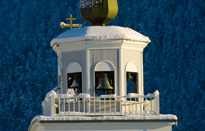 The bells of Saint Michael's Cathedral in Downtown Sitka