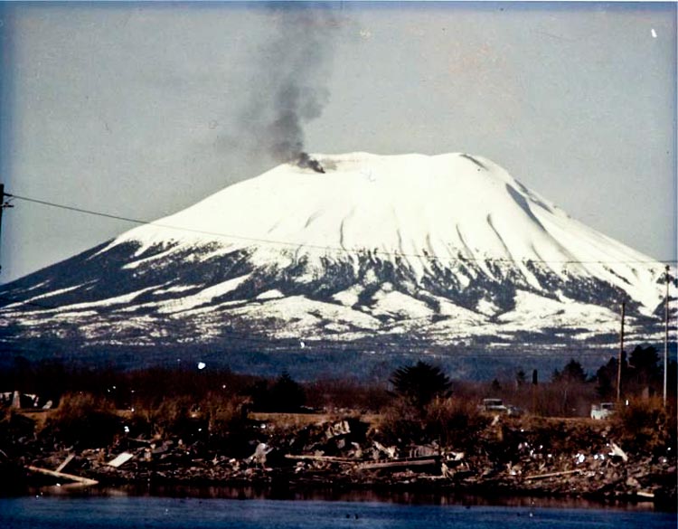The original view of Mount Edgecumbe during Porky's April Fools prank of 1974.